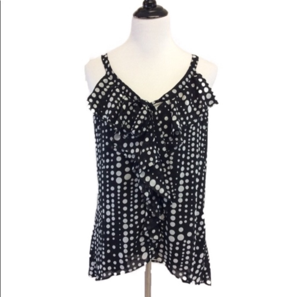 WHBM size small black with white polka dots tunic
